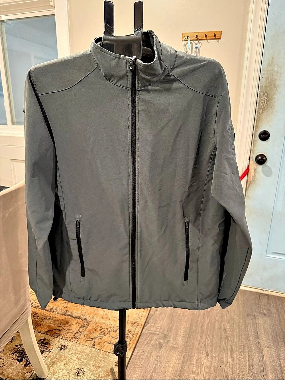landway men's gray softshell jacket full zip